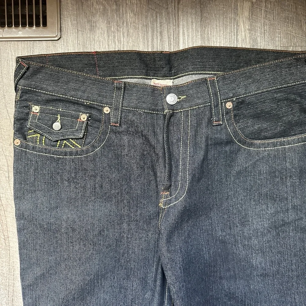 True‎ Religion Men's Jeans JOEY  40 X 33 HINDU Warrior Embroidery Rare Grail EXC